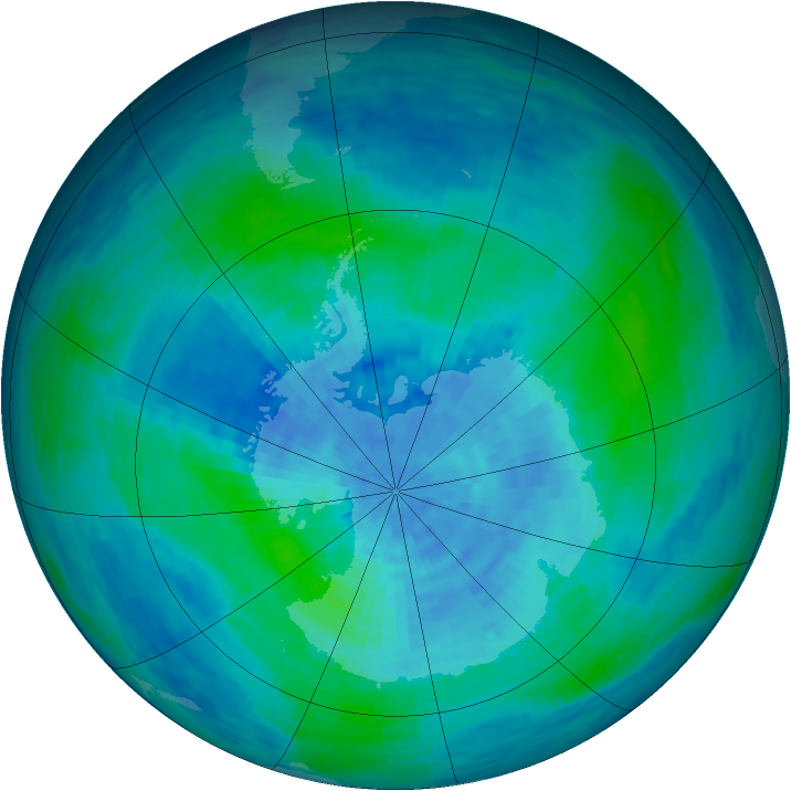 Antarctic ozone map for 27 February 1994